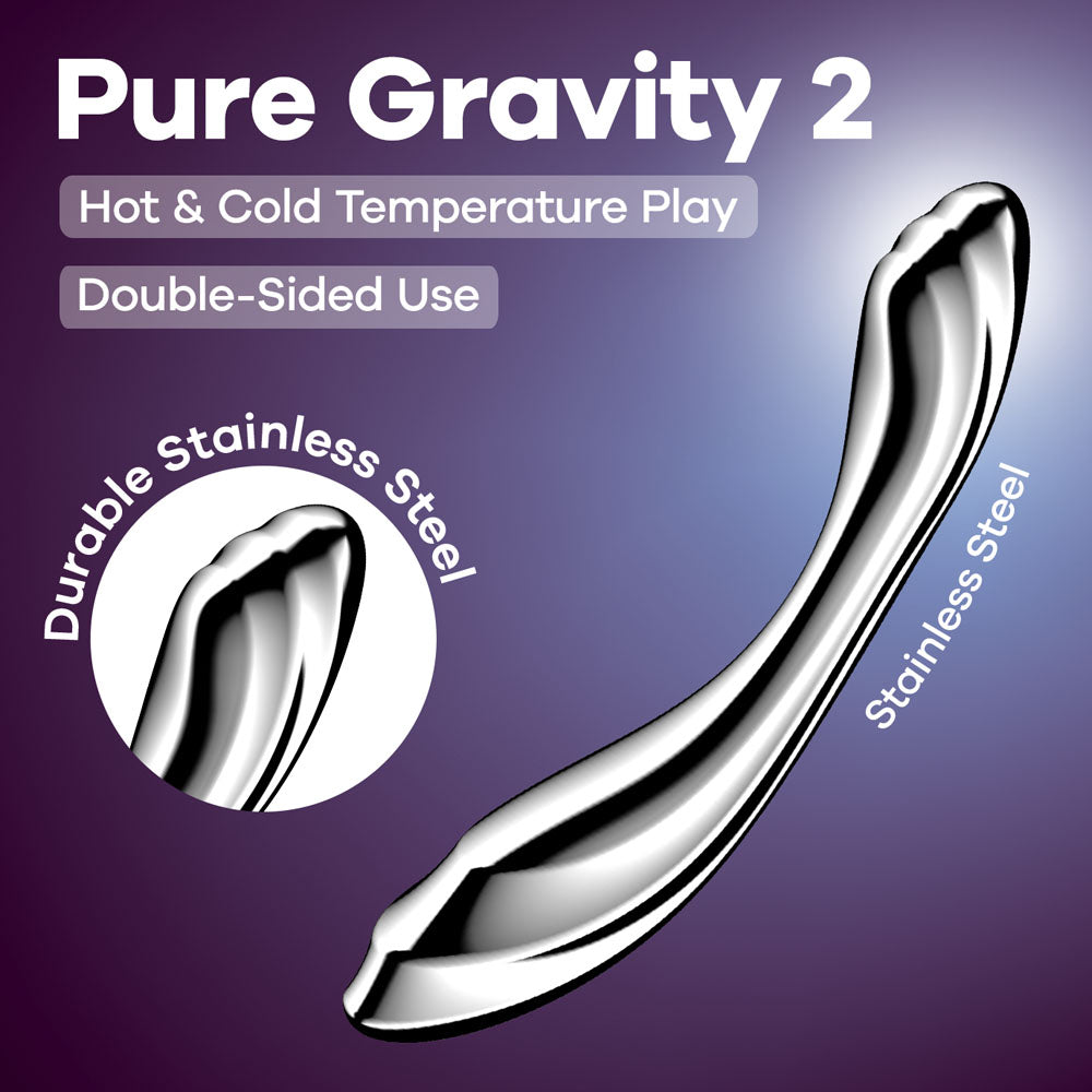 Satisfyer Pure Gravity 2 - Chrome Steel Dildo