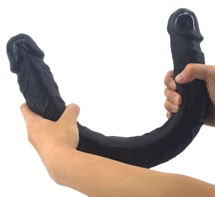 Double-ended-dildo-curved-two-hands