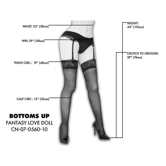 MISTRESS-Bottoms-Up-Poseable-Legs-sex-toy-standing-upright-showing-flexible-and-adjustable-leg-positions-Dimensions-Black-White