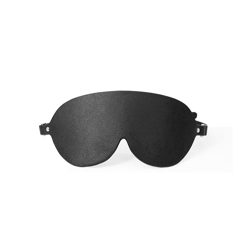 Front view of BDSM Mask, leather, black, Come Now