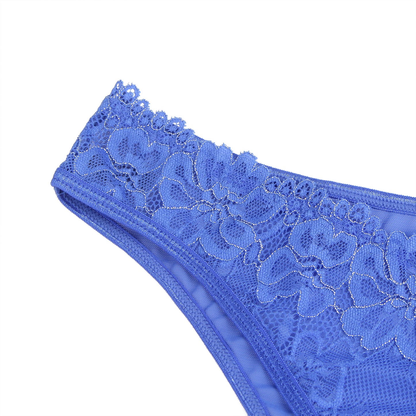Blue Lace Low Waist Thin Straps Panty