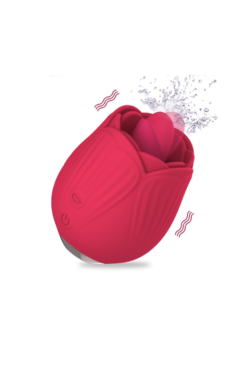 Clit Tongue Flicker laying on its side, displaying its flickering tongue and vibration settings – Come Now