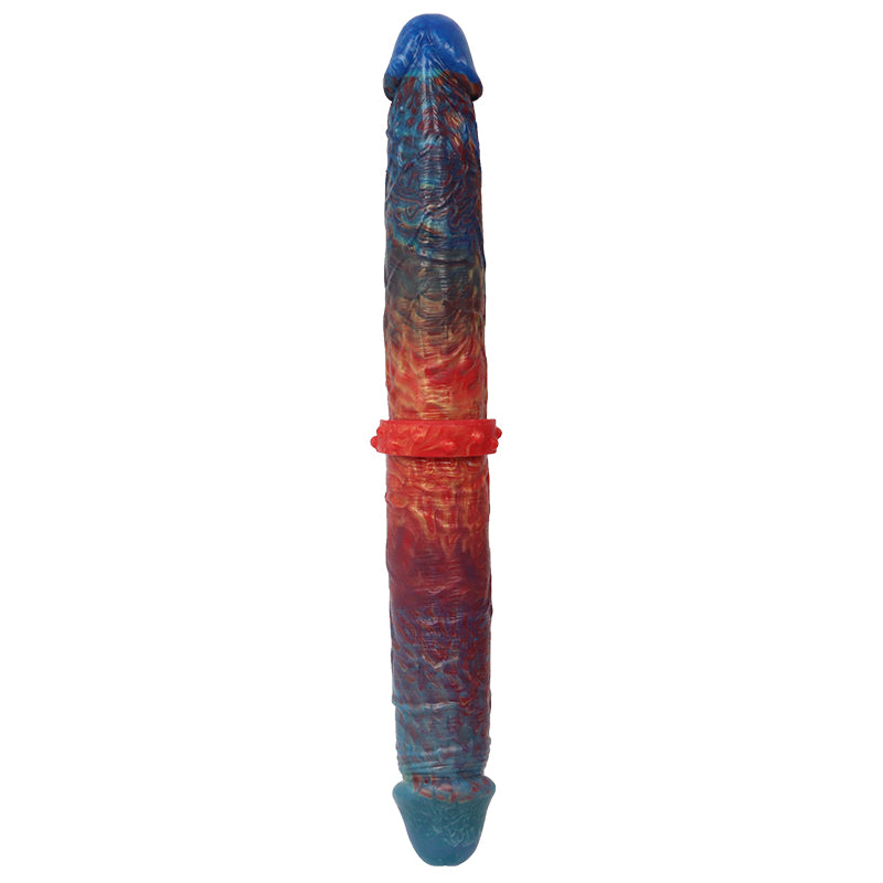 Double-sided dildo multicoloured front entended view - come now