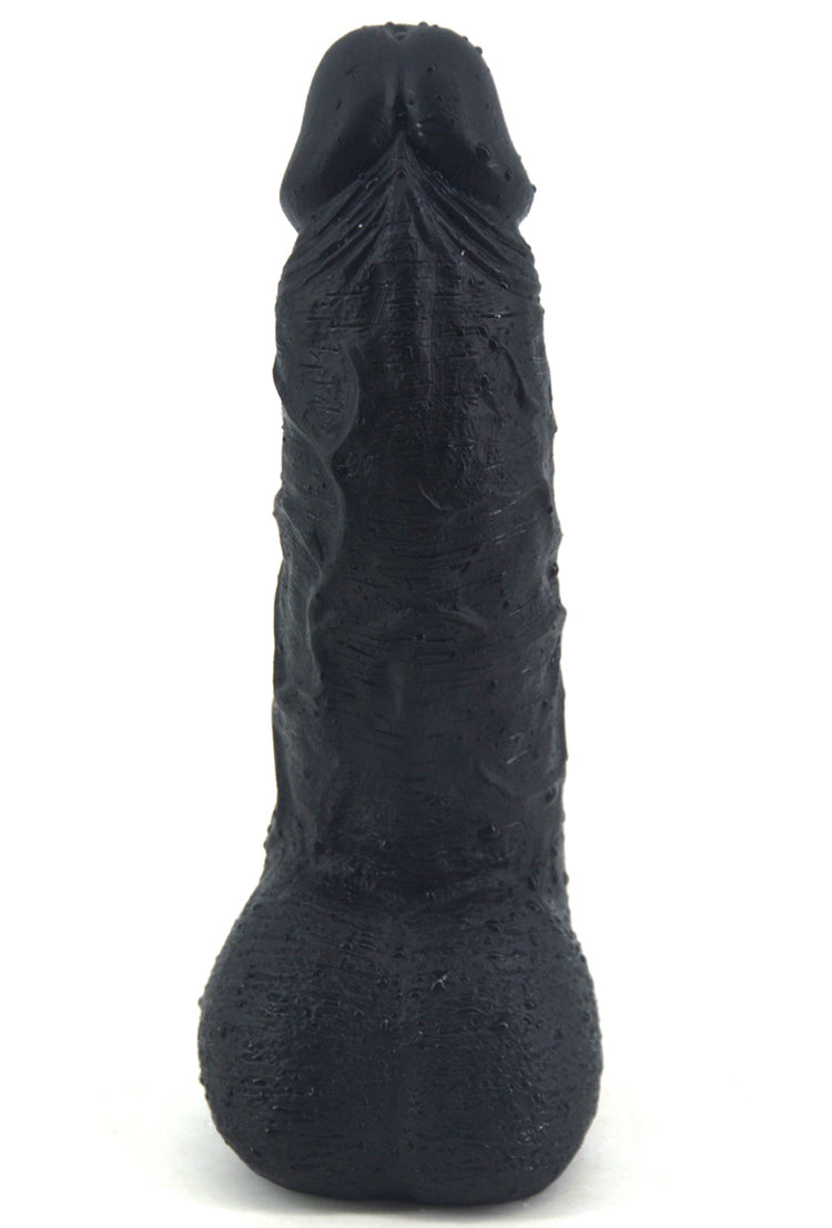 Internal view of black curved dildo shaft