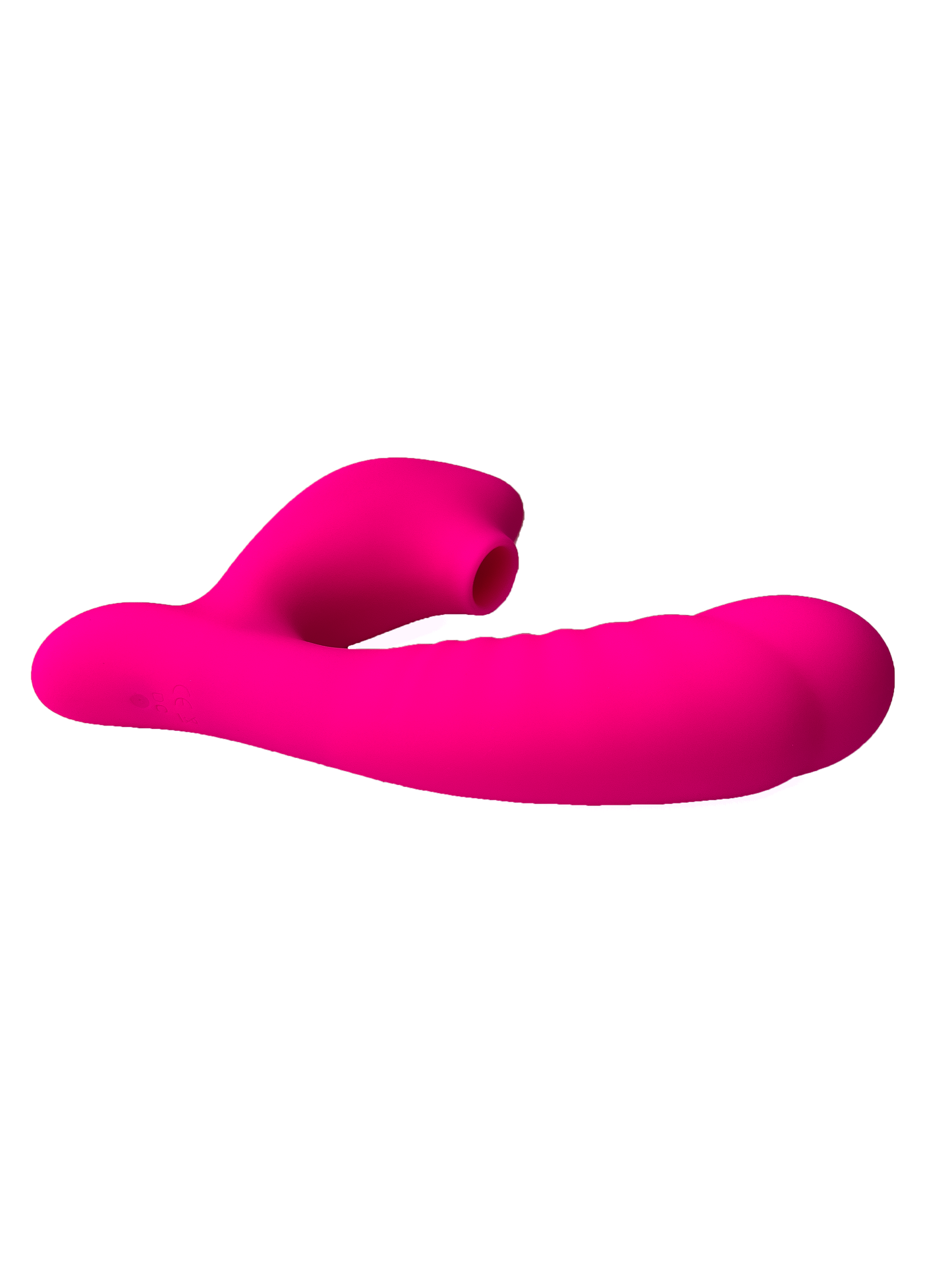 Pink-G-Spot-&-Clitoral-Suction-Vibrator-laying-down-facing-right-showing-back