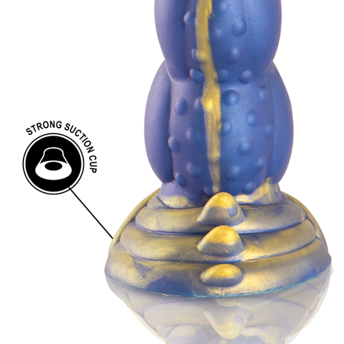 Poseidon Dildo showing powerful suction cup base for hands-free play