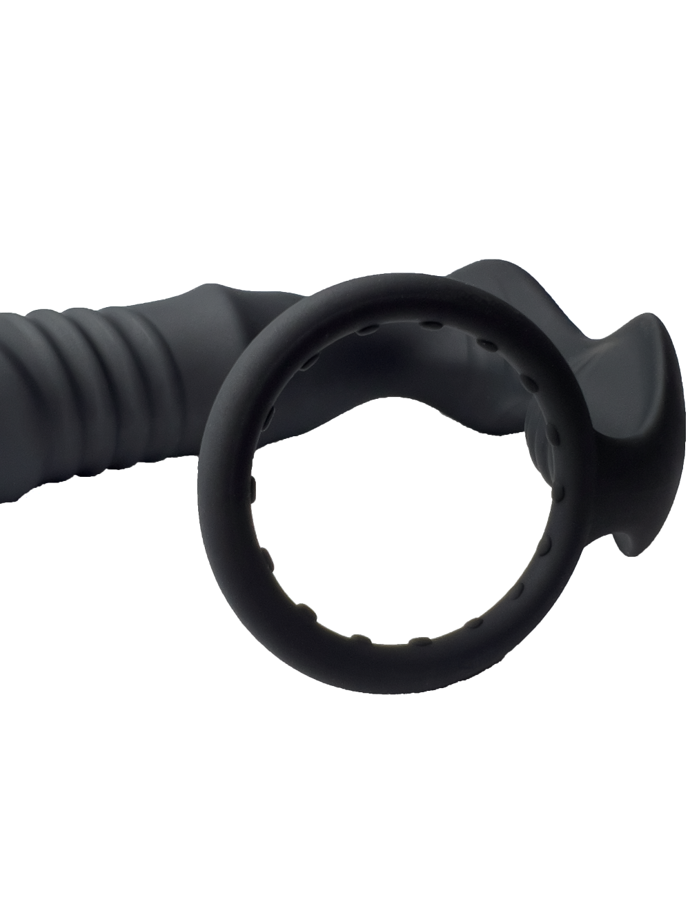 Close-up view of the expandable cock ring part of the prostate massager and cock ring