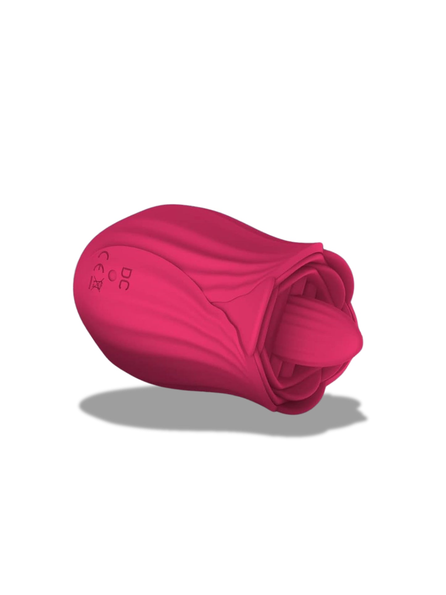 Rose Tongue Vibrator on its back, sleek pink design