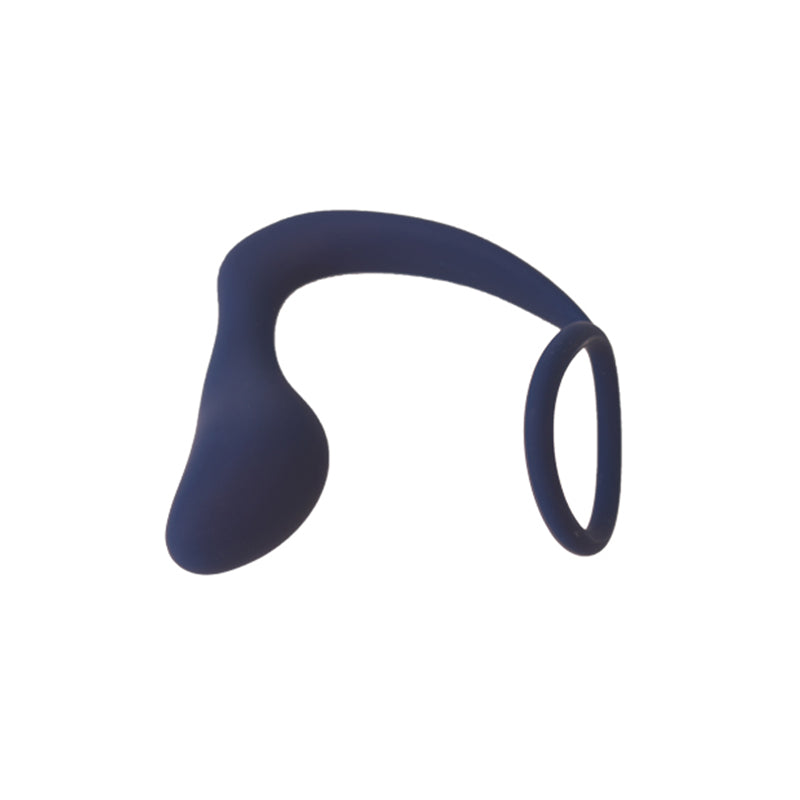 Silicone Cock Ring and Prostate Massager in Blue - Laying Flat - Come Now