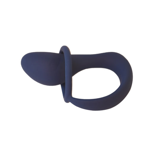 Silicone Cock Ring and Prostate Massager in Blue - Left Side View - Come Now