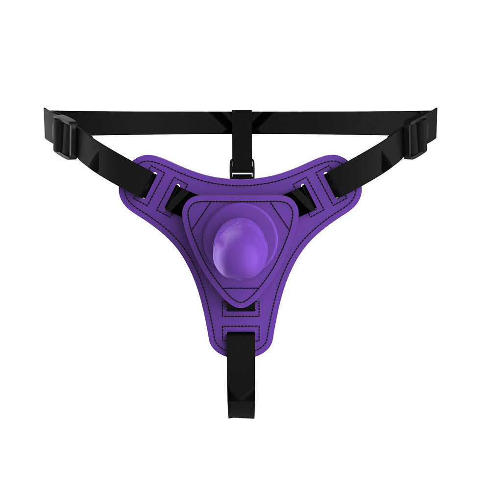 Small-Purple-Strap-On-Dildo-facing-forward-toward-camera