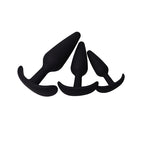 3-piece anal training kit in black, showing all sizes laying down, by Come Now