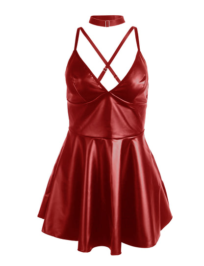 PU Leather Suspender Sexy Nightdress