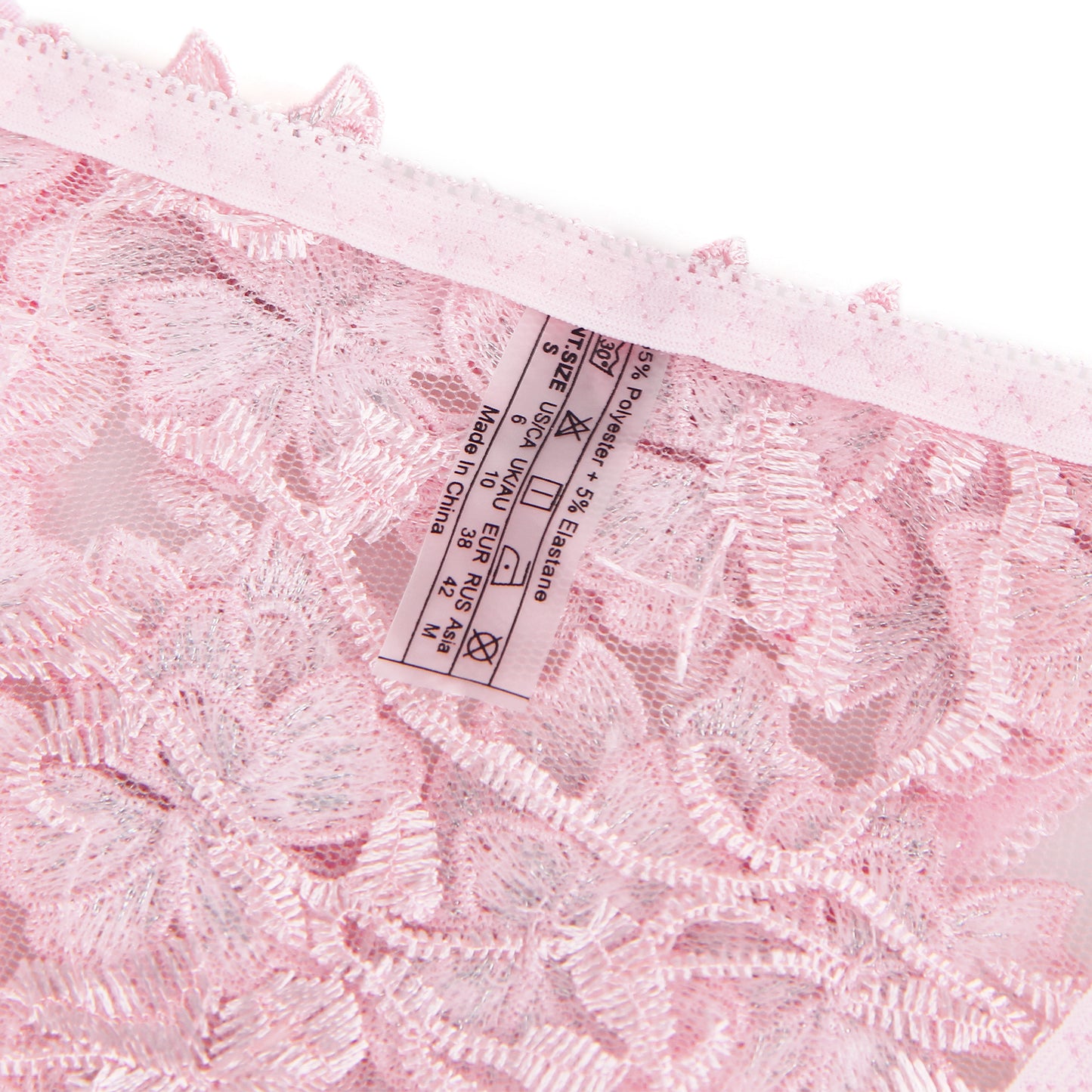 Pink Sexy Floral Mesh Embroidery Lace Bra Set