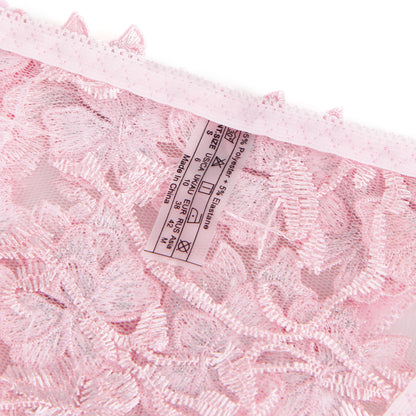 Pink Sexy Floral Mesh Embroidery Lace Bra Set