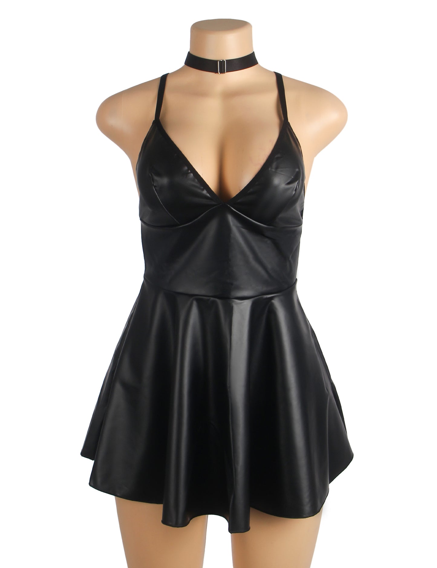 PU Leather Suspender Sexy Nightdress