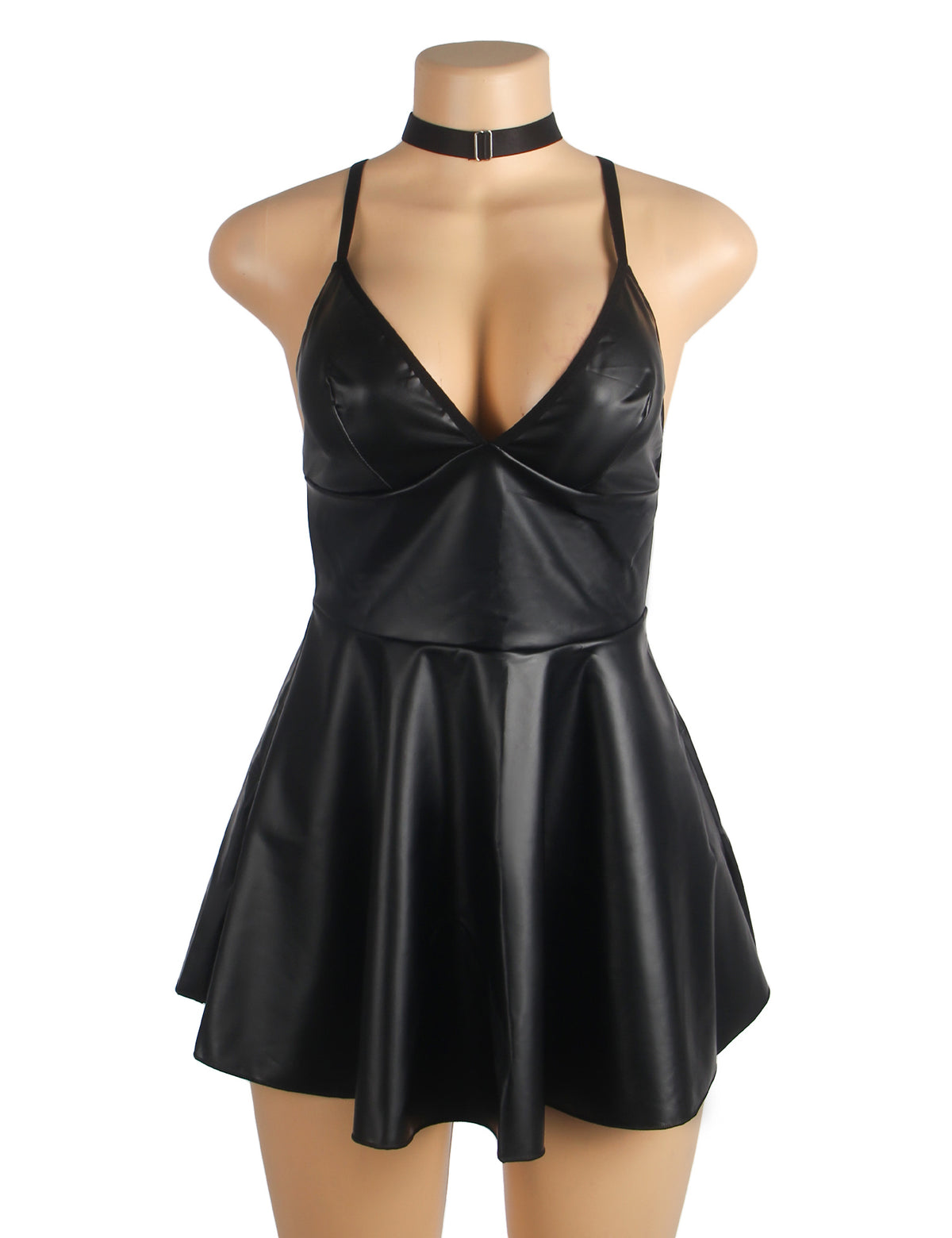 PU Leather Suspender Sexy Nightdress