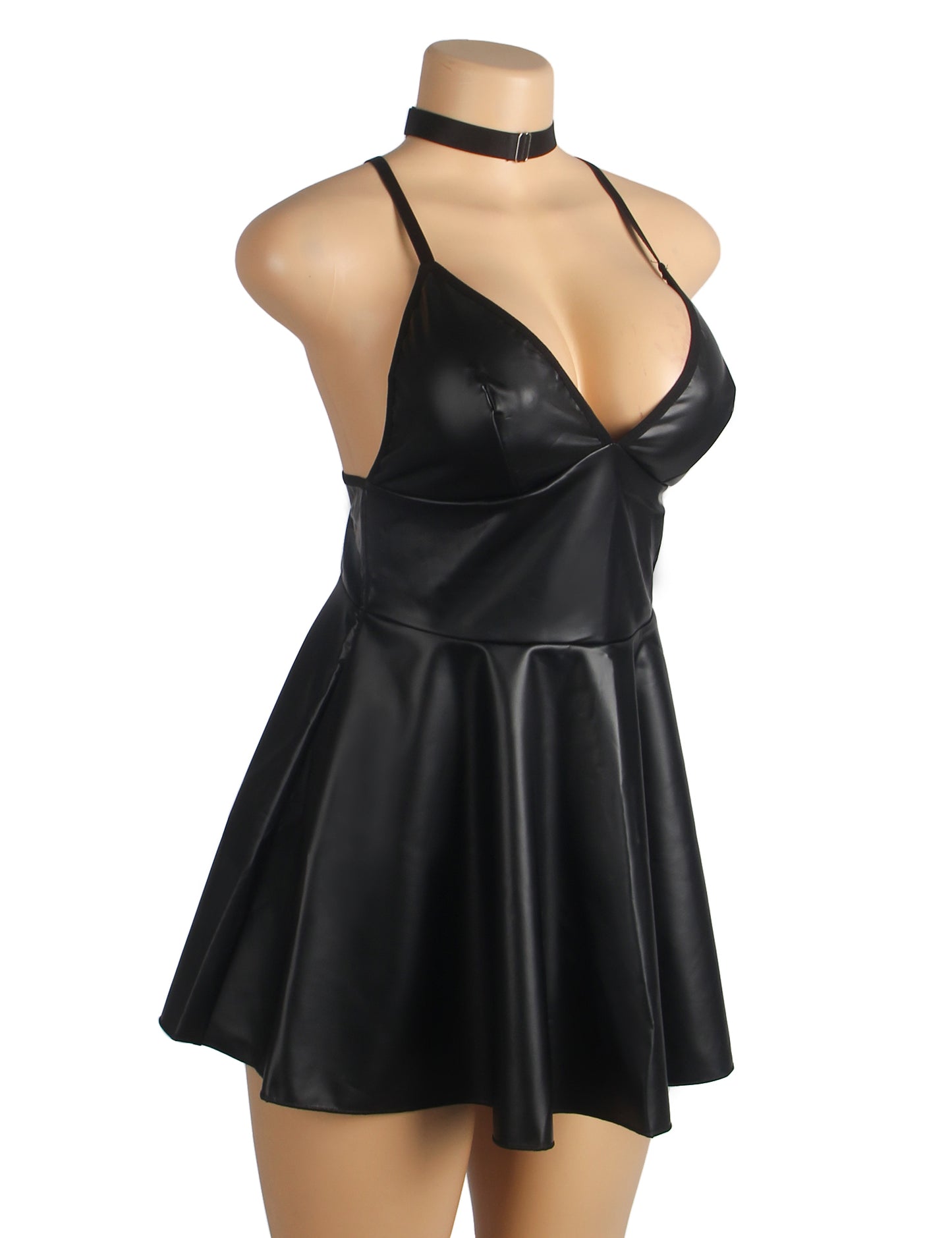 PU Leather Suspender Sexy Nightdress