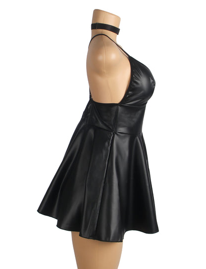 PU Leather Suspender Sexy Nightdress
