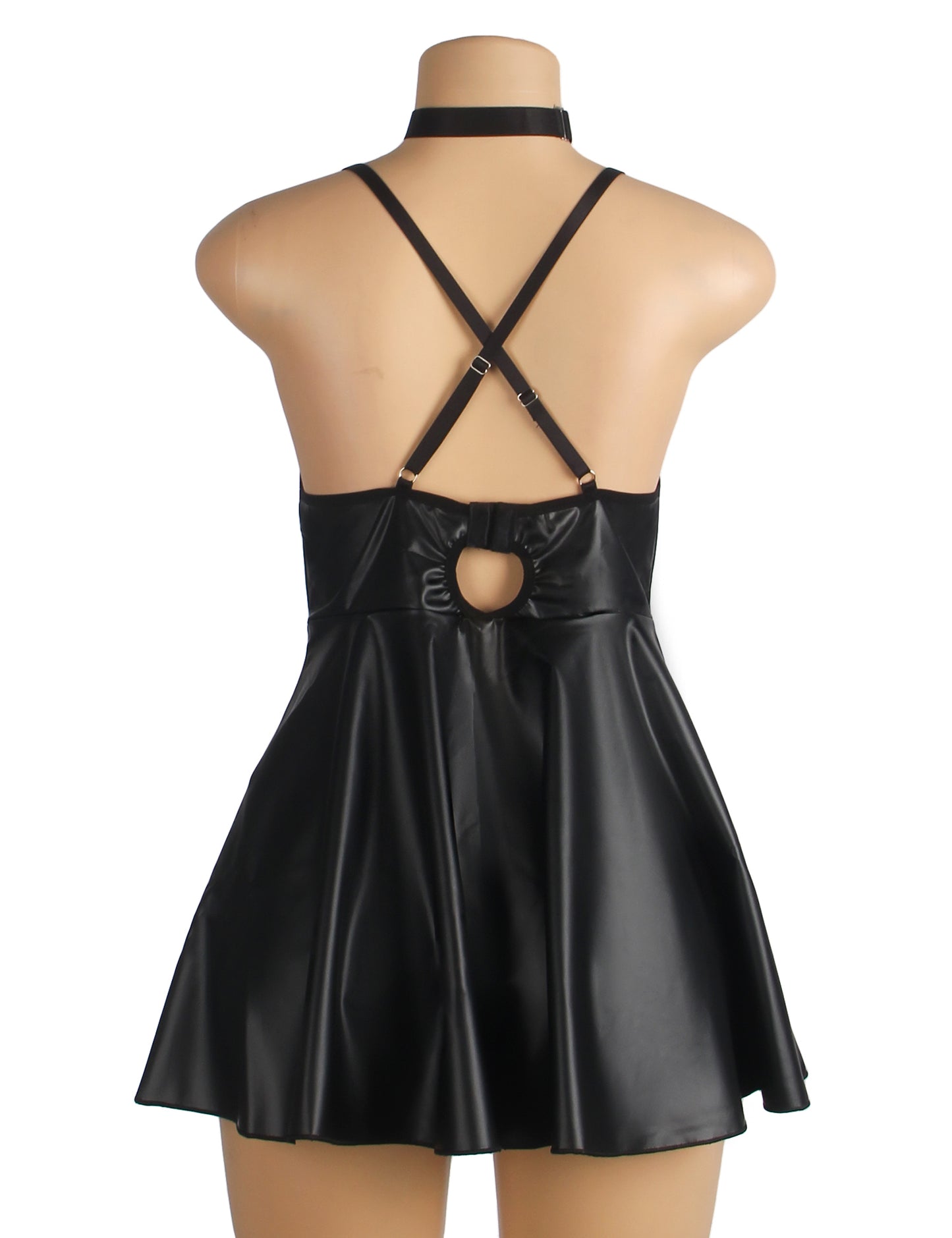 PU Leather Suspender Sexy Nightdress