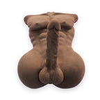 Male sex doll-full torso, 7kg, brown color , laying on its front side, bottom view, Come Now