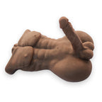 Male sex doll-full-torso, 7kg, brown color , laying on its left side, Come Now