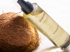 Nemosya Premio, massage & body oil, 100% natural, coconut flavor, left side, coconut 