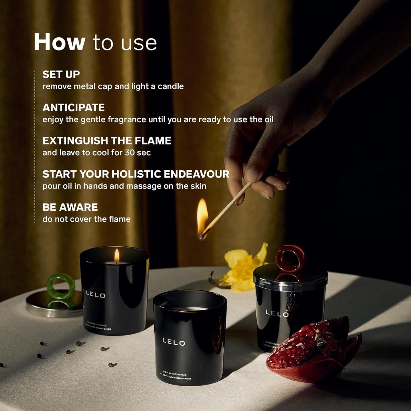 LELO Flickering Touch Massage Candle, Snow Pear and Cedarwood
