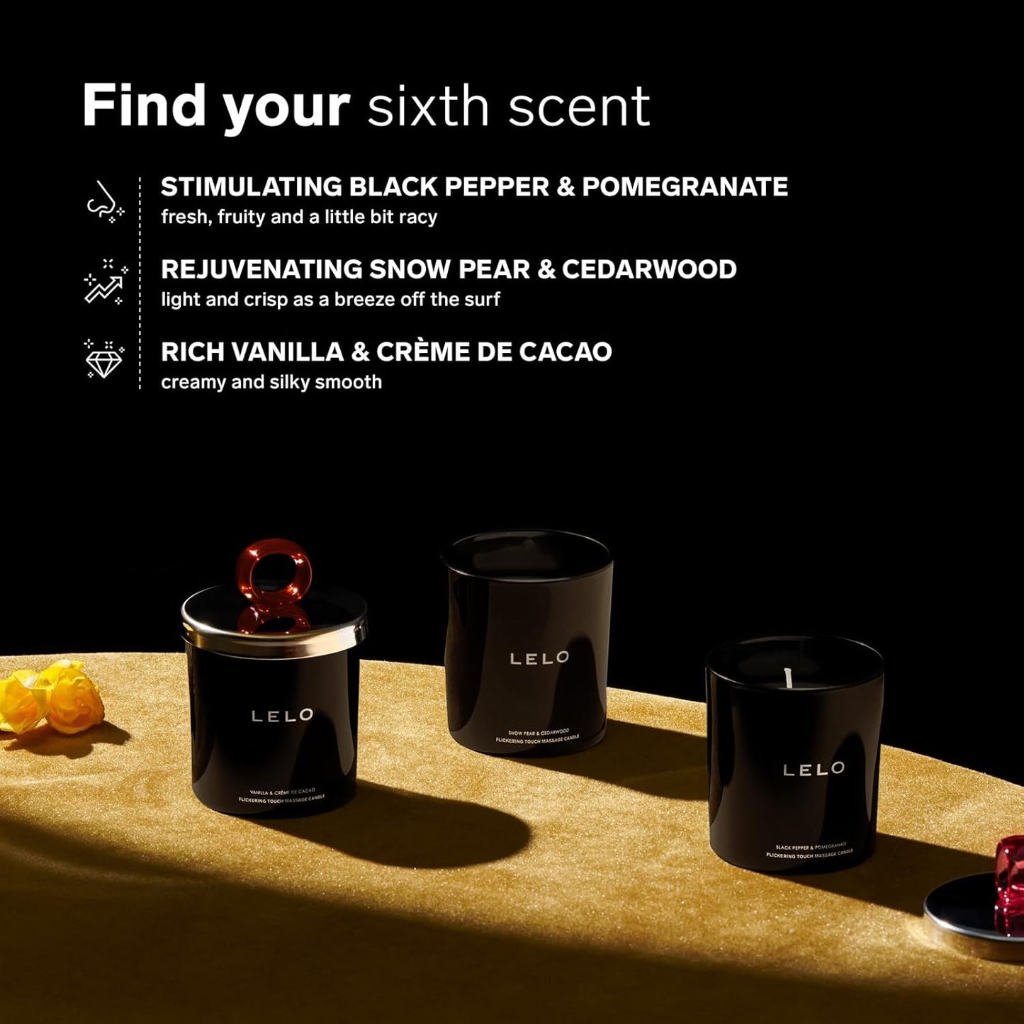 LELO Flickering Touch Massage Candle, Snow Pear and Cedarwood