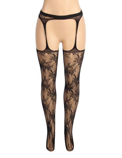 Red Sexy Floral Fishnet Pantyhose Tights
