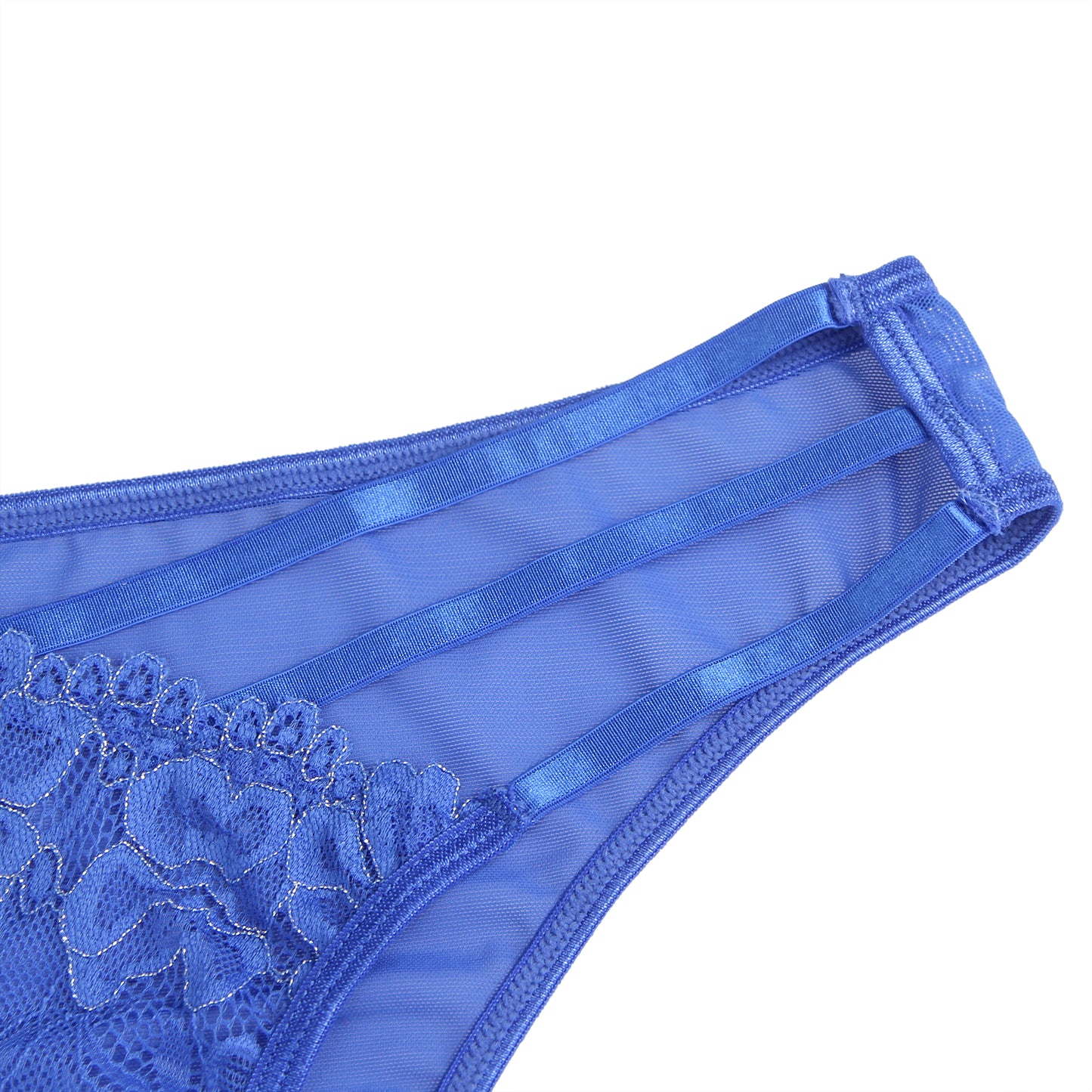 Blue Lace Low Waist Thin Straps Panty