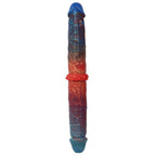 Double-sided dildo multicoloured front entended view - come now