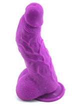Purple FAAK curved dildo left side standing
