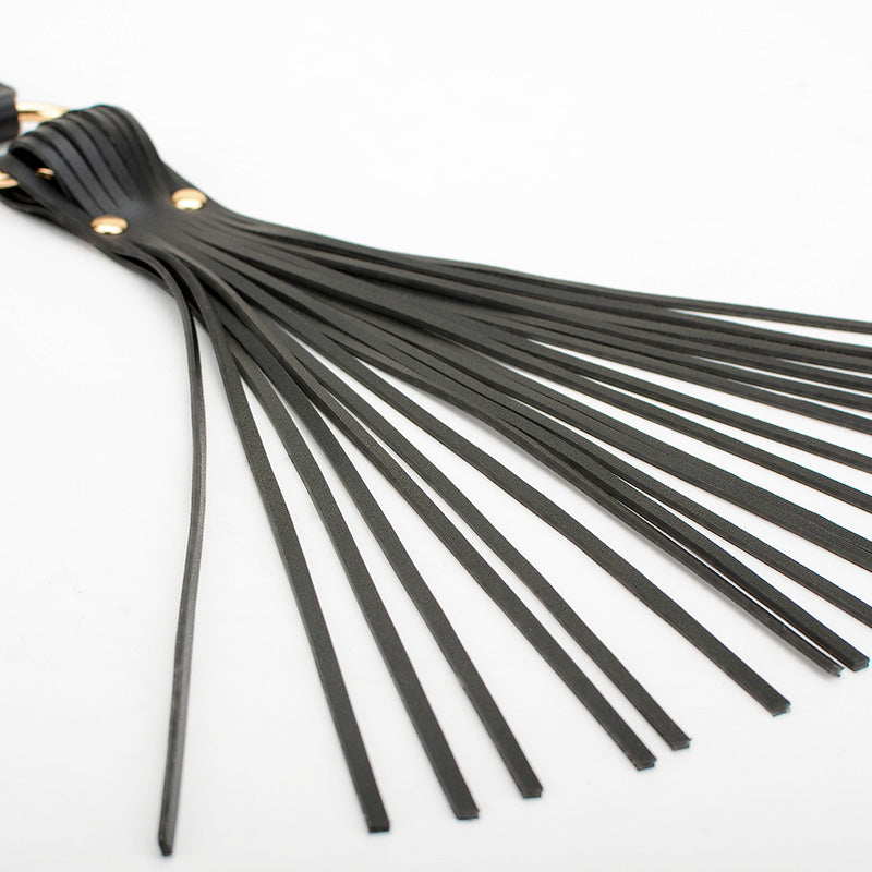 Leather BDSM whip, black colour, tails , Come Now 