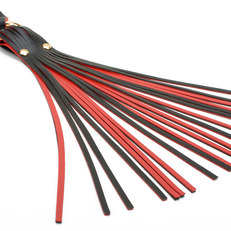 Leather BDSM whip, red and black colour, tails , Come Now 