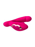 Pink-G-Spot-&-Clitoral-Suction-Vibrator-laying-down-showing-buttons