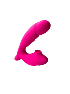 Pink-G-Spot-&-Clitoral-Suction-Vibrator-facing-forward-and-right