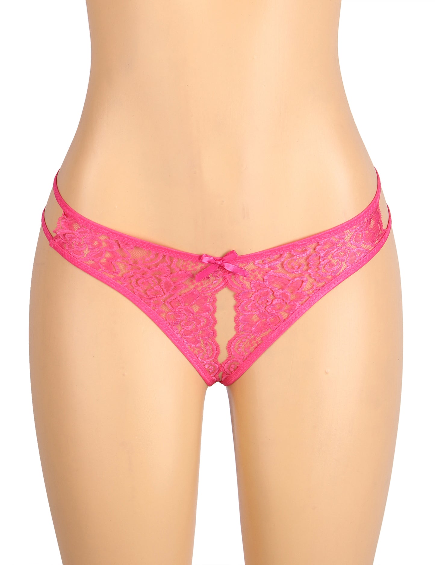 Rose Open Crotch Lace Bow Panty