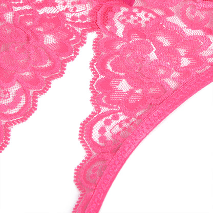 Rose Open Crotch Lace Bow Panty