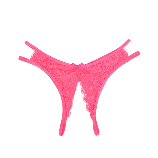 Rose Open Crotch Lace Bow Panty