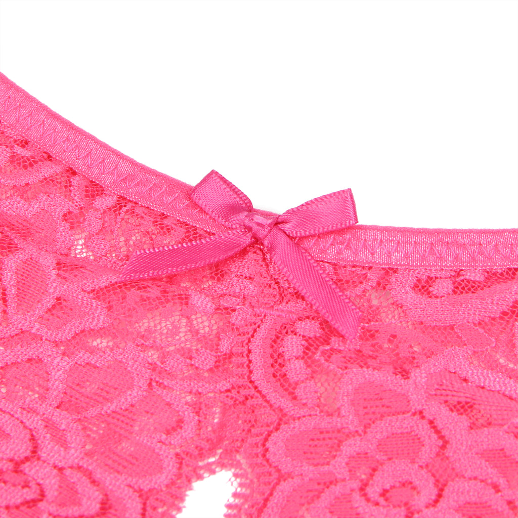 Rose Open Crotch Lace Bow Panty