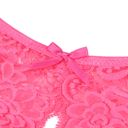Rose Open Crotch Lace Bow Panty