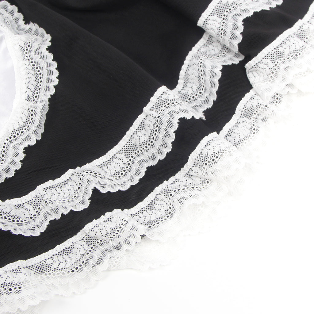 Black Sexy PU Leather Mesh Maid Costume