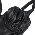 Black Sexy PU Leather Mesh Maid Costume
