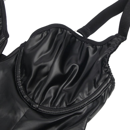 Black Sexy PU Leather Mesh Maid Costume
