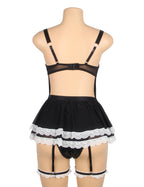 Black Sexy PU Leather Mesh Maid Costume