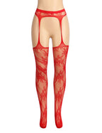 Red Sexy Floral Fishnet Pantyhose Tights