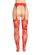 Red Sexy Floral Fishnet Pantyhose Tights