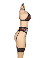 Leopard Print Sexy Head Wear Garter Bra Set
