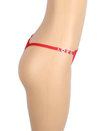Red Lace LOVE Letters Rhinestone T-back Thong